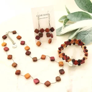 Little Squares Wood Meleny Necklace