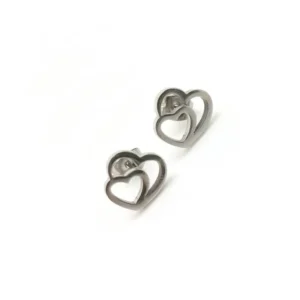 Sweet Doble Heart Stud Earrings